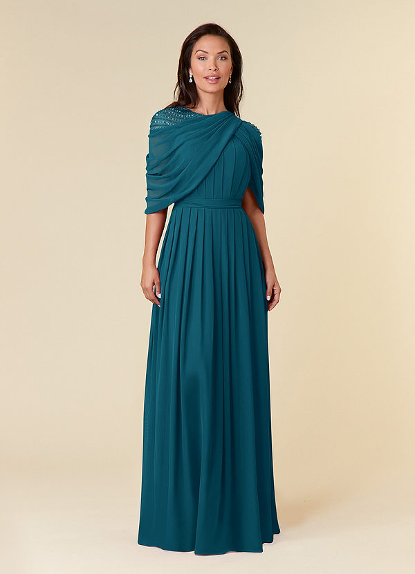 Azazie Olena Mother of the Brides Dresses Ink Blue A-Line Sequins Chiffon Dress image1