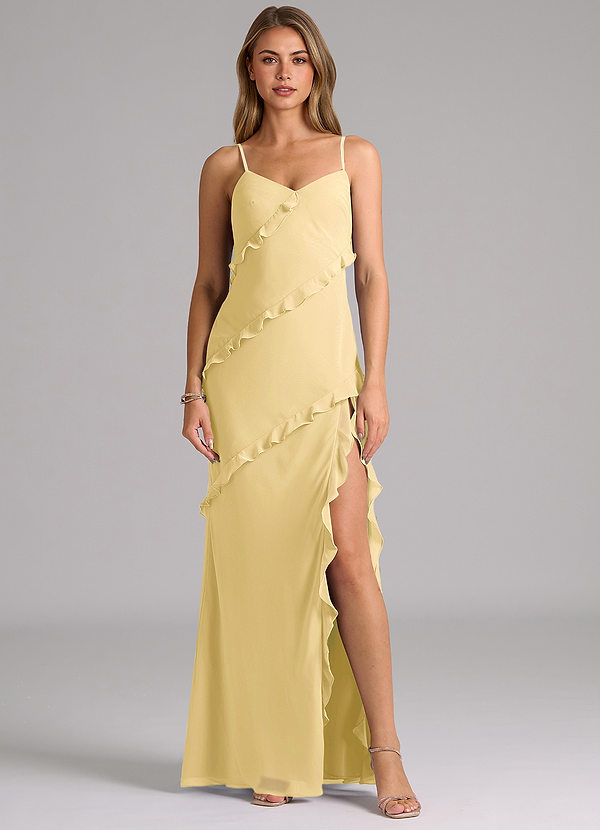 Azazie Nancie Bridesmaid Dresses Butter Mermaid Ruched Chiffon Dress image1