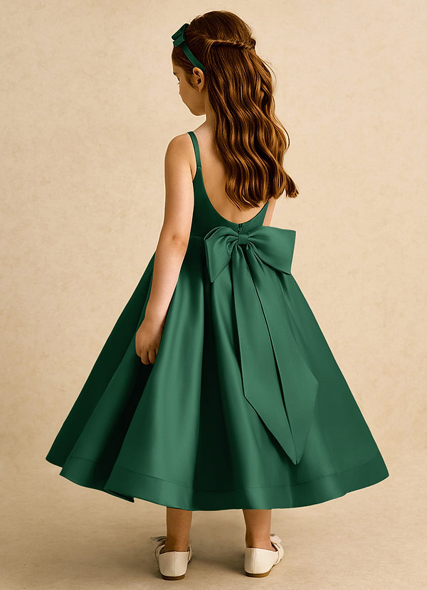 Azazie Babs Blumenkinder Kleider Ballkleid Plissee Matte Satin Kleid Dunkelgrün image1