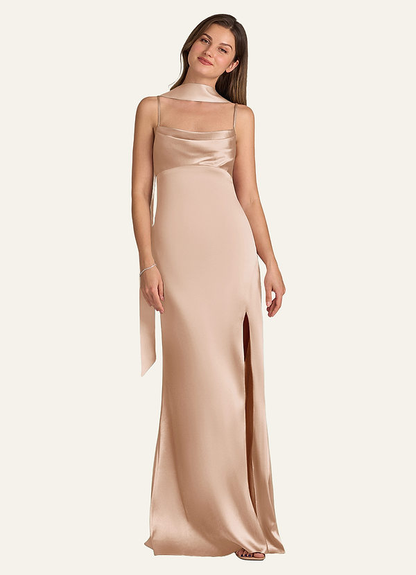 front Azazie Matching Color Matte Satin Scarf