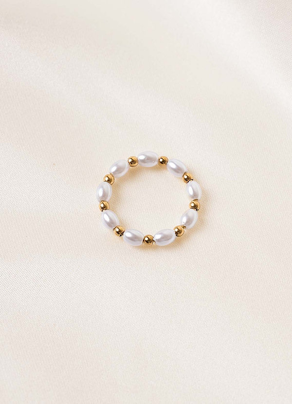 front Anillo de oro con perla