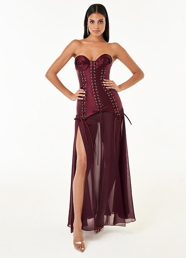 Nadia Wine Corset Two-Piece Dress image1