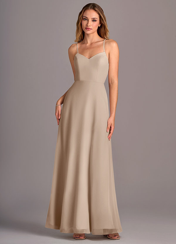Azazie Mei Brautjungfernkleider A-Linie Chiffon Kleid Taupe image1