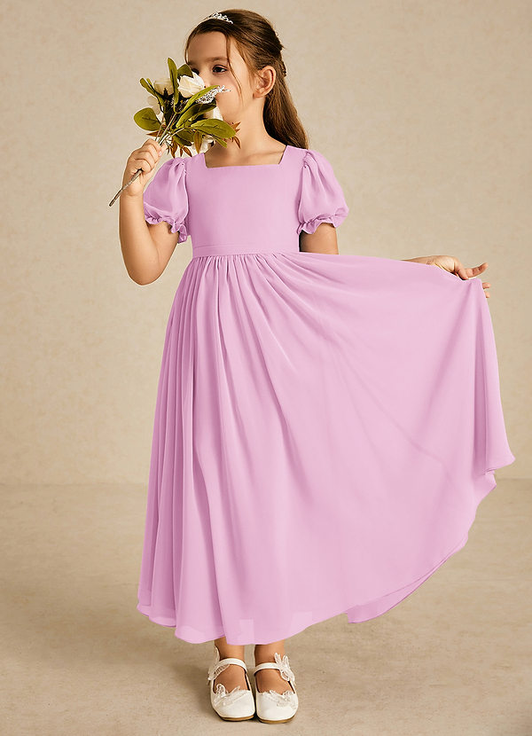 Azazie Joss Flower Girl Dresses Candy Pink A-Line with Sleeves Chiffon Dress image1