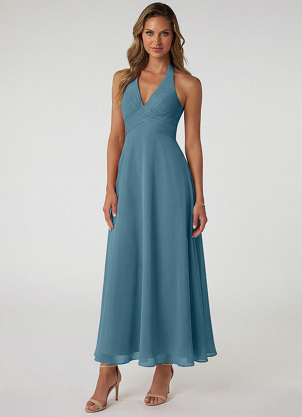 Azazie Tessie Suknie dla druhen Linia A Pofałdowany Szyfon Długość kostki Sukienka image1