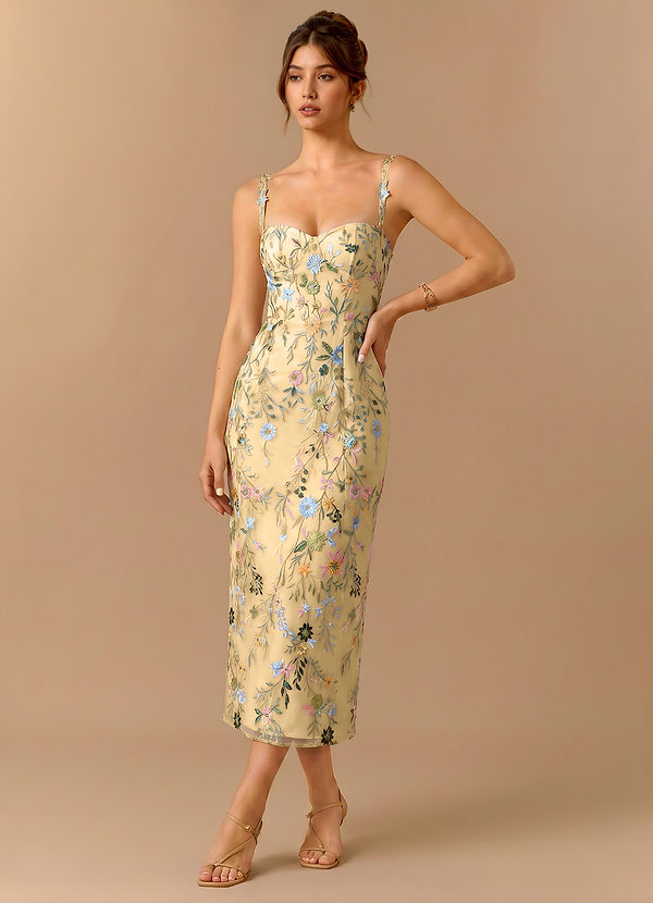 Paulina Lemon Multi Midi Dress image1