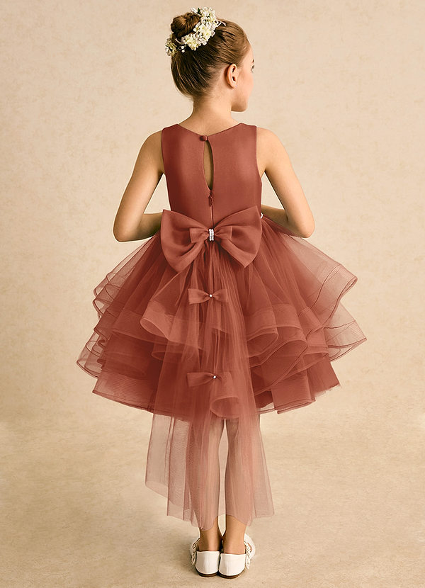 Azazie Tinie Flower Girl Dresses Auburn Ball-Gown Bow Tulle Dress image1