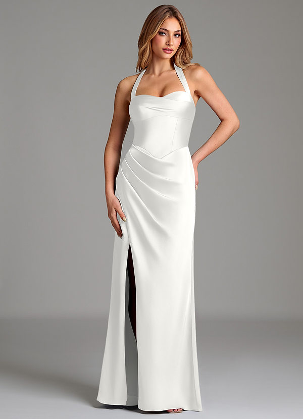 Azazie Serenity Brautjungfernkleider Meerjungfrau-Linie Herzausschnitt Stretch-Satin Kleid Weiß image1