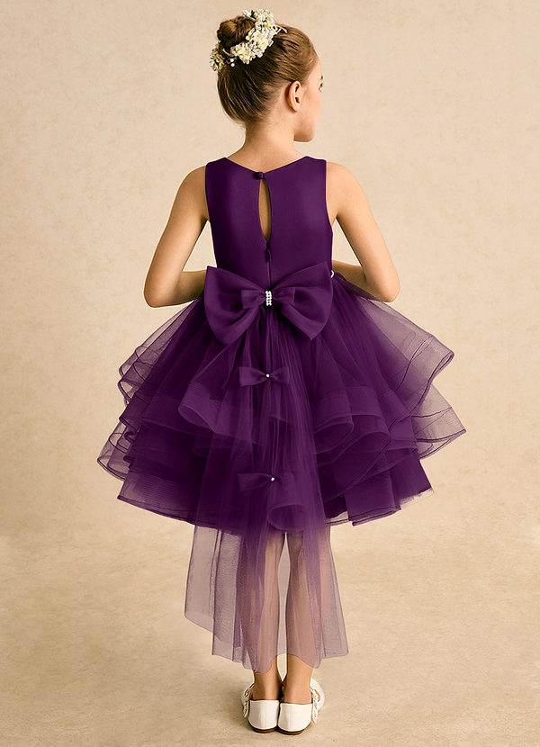 Azazie Tinie Blumenkinder Kleider Ballkleid Schleifen Tüll Kleid Traube image1