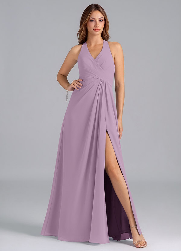 Azazie Dorota Bridesmaid Dresses Wisteria A-Line Pleated Chiffon Dress image1