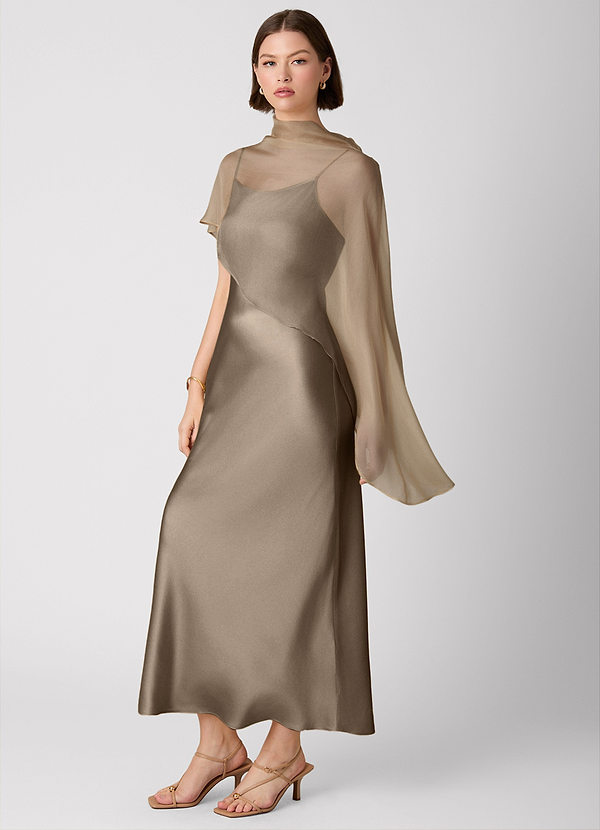 Crystle Truffle 100% Washable Silk Maxi Dress image1