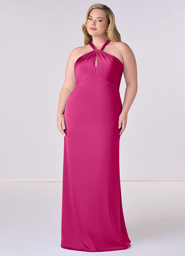 Barbie ♥ Azazie Bridesmaid Dresses Barbie Pink Sheath Stretch Satin Dress image1