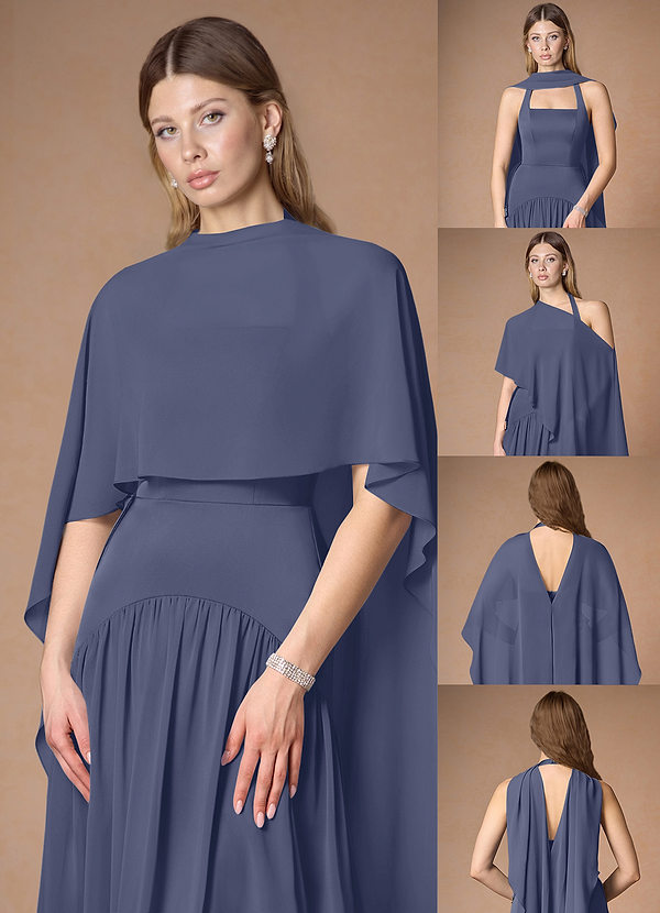 front Azazie Matching Color Chiffon Multiway Cape