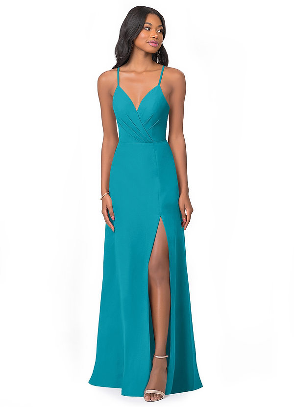Azazie Everleigh Bridesmaid Dresses Jade A-Line Sweetheart Pleated Chiffon Dress image1