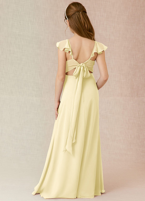 Azazie Everett Junior Abito A-Line in Chiffon Sorbetto Al Limone image1