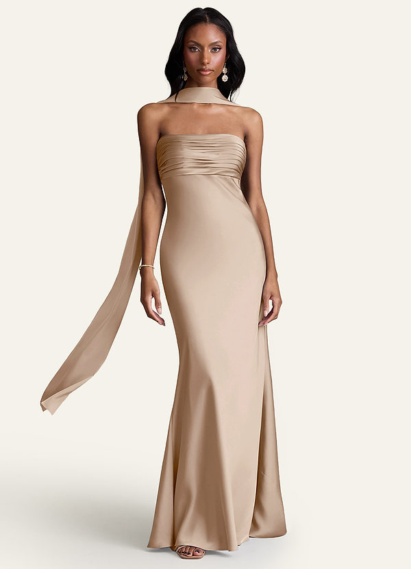 front Azazie Matching Color Stretch Satin Scarf