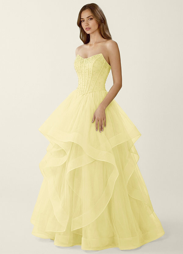 Cressida Lemon Sorbet Two-piece Corset Lace Up Back A-line Prom Dress image1