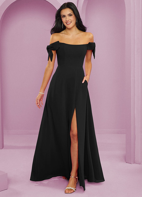 Barbie AZAZIE 1045 Ready to Ship Black Chiffon Bridesmaid Dresses | Azazie Barbie AZAZIE 1045 Ready to Ship Black Chiffon Bridesmaid Dresses | Azazie