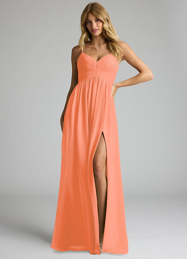Azazie Alia Bridesmaid Dresses Sunset A-Line Pleated Chiffon Dress image1