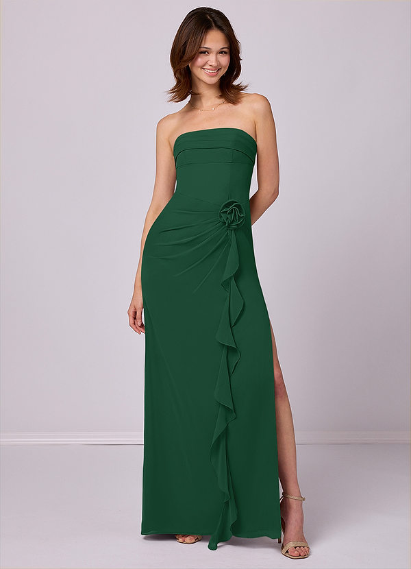 Barbie ♥ Azazie Suknie dla druhen Osłona Bez ramiączek Szyfon Do ziemi Sukienka image1