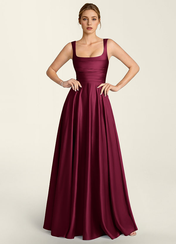 Margot Bourgogne Robe trapèze corsetée en satin image1