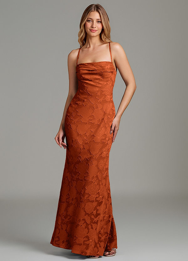 Azazie Ola Vestidos de dama de honor Vestido Pimenton de Devorado Floral de Corte Sirena con Corsé image1