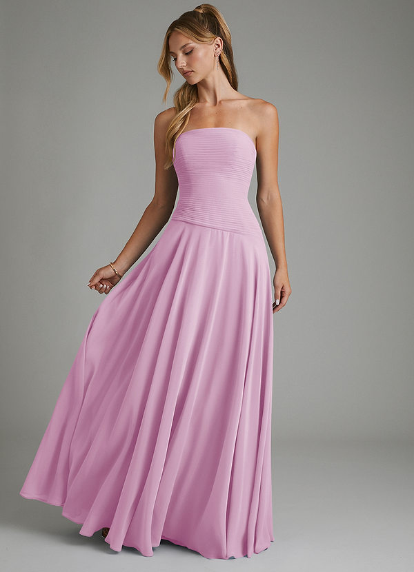 Azazie Layla Bridesmaid Dresses Candy Pink A-Line Strapless Chiffon Dress image1