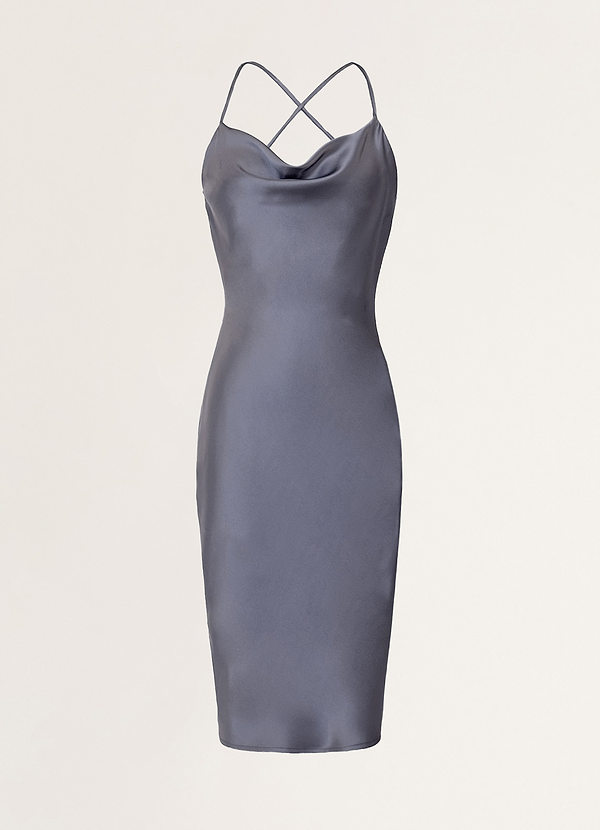 Slate Charlotte Slate Satin Midi Dress Dresses Azazie