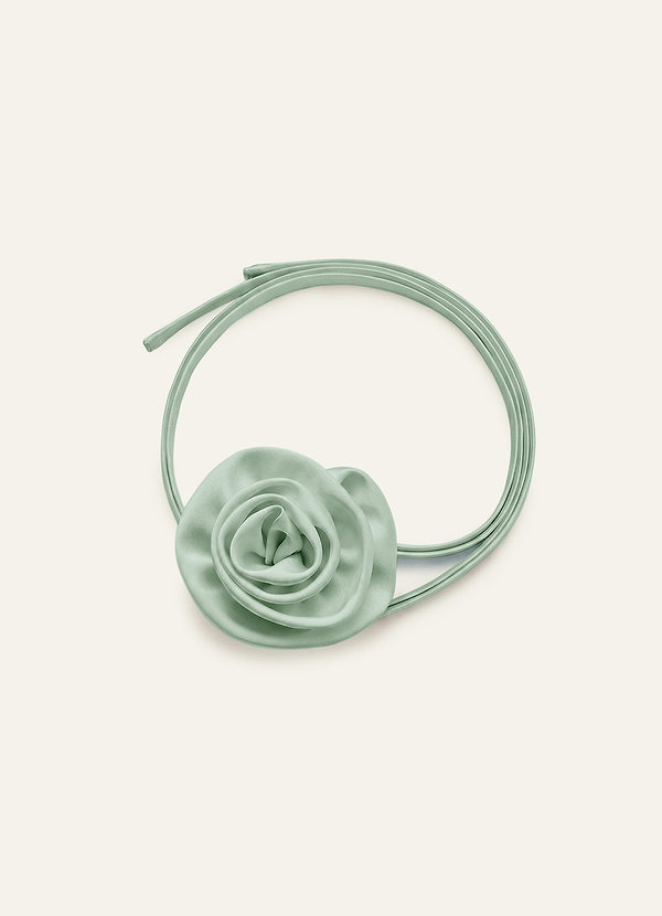 front Matching Color Satin Rose Hair Tie