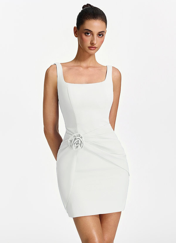 Josepha White Square Neck 3D Flower Wrap Mini Dress image1