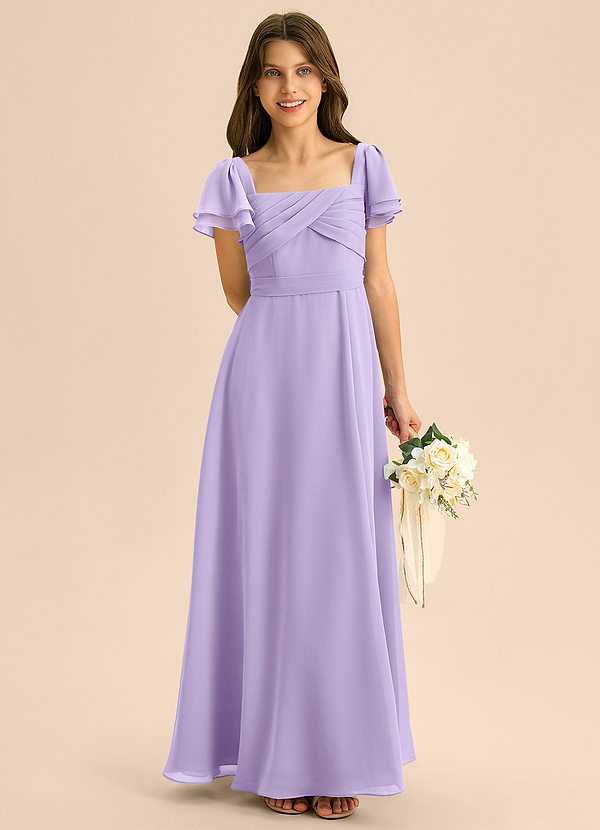 Azazie Azey Junior Abito A-Line in Chiffon Increspato Lilla image1