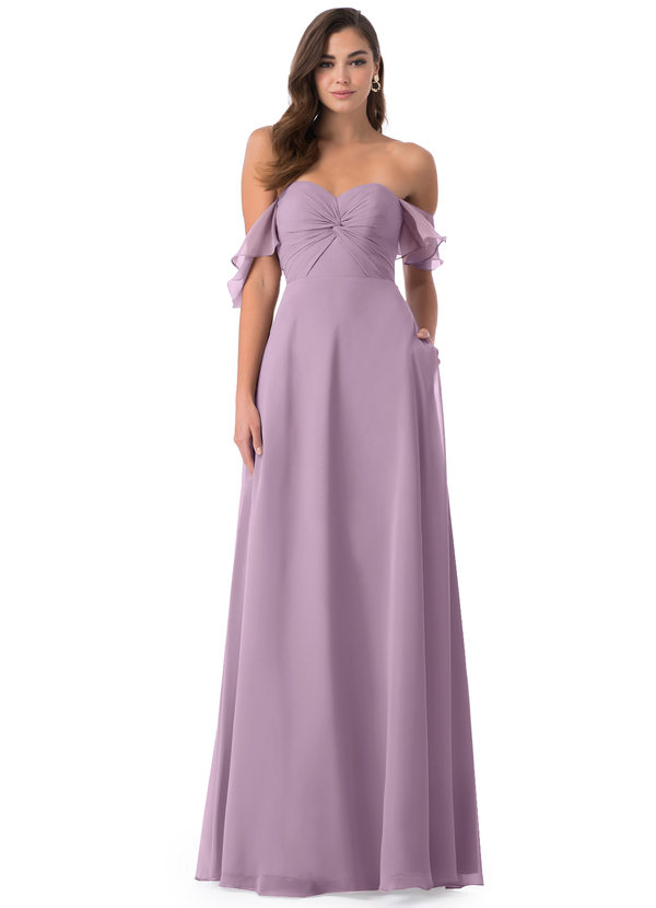 Azazie Juna Bridesmaid Dresses A-Line Ruched Chiffon Floor-Length Dress image1