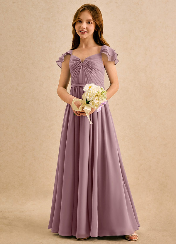 Azazie Meimei Girls Formal Klänningar för brudeflicka Klä A-Line i Chiffong Plisserad image1