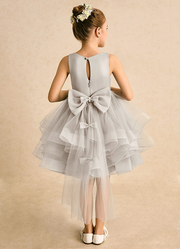 Azazie Tinie Blumenkinder Kleider Ballkleid Schleifen Tüll Kleid Frost image1