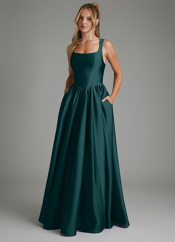 Nevaeh Bridesmaid Dresses Pine A-Line Corset Stretch Satin Dress image1