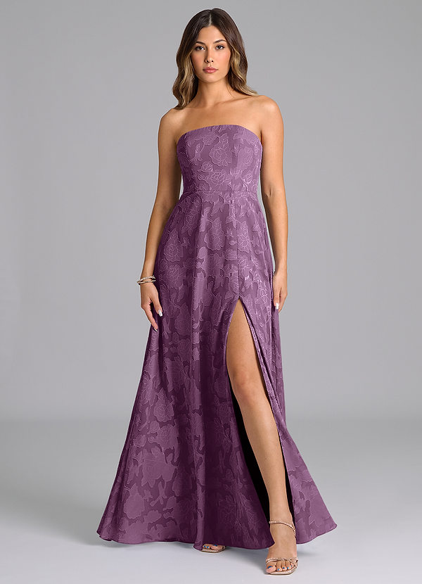 Azazie Wren Bridesmaid Dresses Wisteria A-Line Strapless Floral Burnout Dress image1