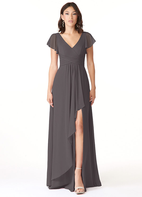 Azazie Omari Bridesmaid Dresses A-Line Chiffon Floor-Length Dress image1