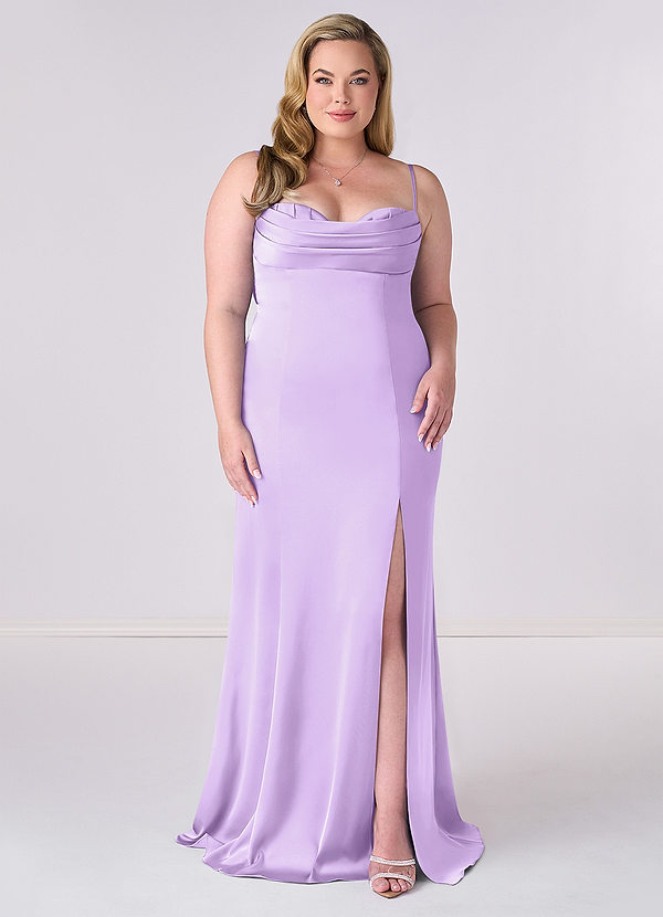 Barbie ♥ Azazie Abiti da Damigella Abito Sirena in Raso Elasticizzato Corsetto Lilla image1