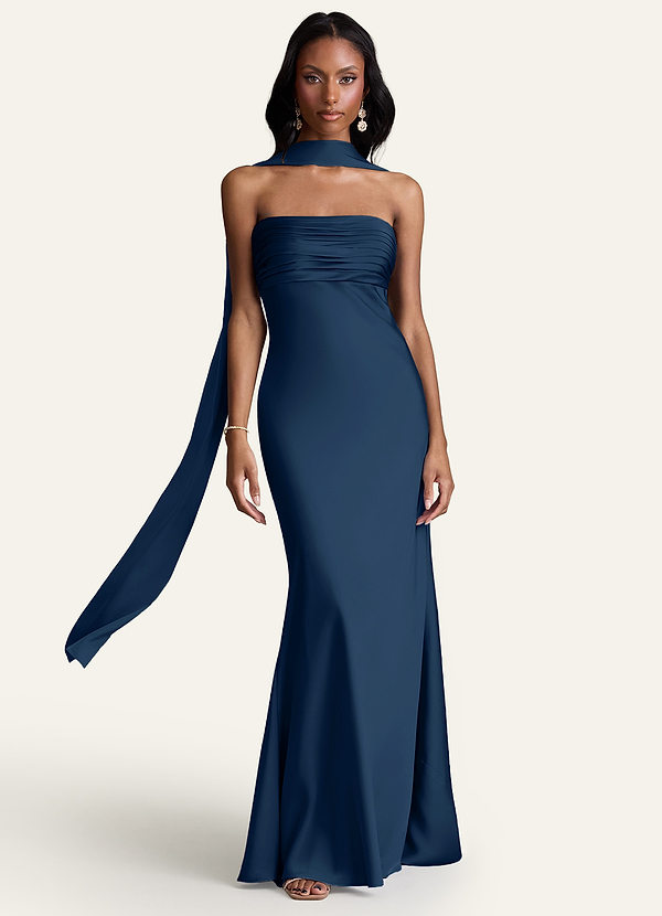 front Azazie Matching Color Stretch Satin Scarf