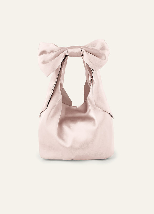 front Matching Color Stretch Satin Bow Handbag