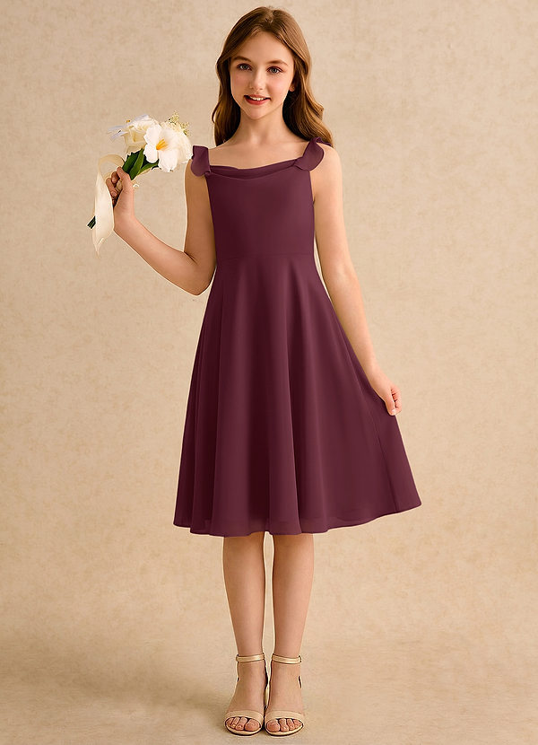 Azazie Pup Blumenkinder Kleider A-Linie Plissee Chiffon Kleid Cabernetrot image1