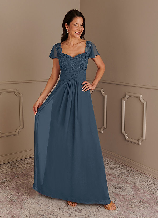 Azazie Gwenyth Mother of the Brides Dresses Neptune A-Line Lace Chiffon Dress image1