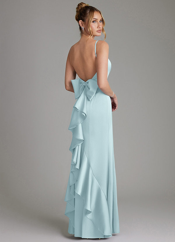 Azazie Zherra Bridesmaid Dresses Cloud Blue Mermaid Bow Stretch Satin Dress image1