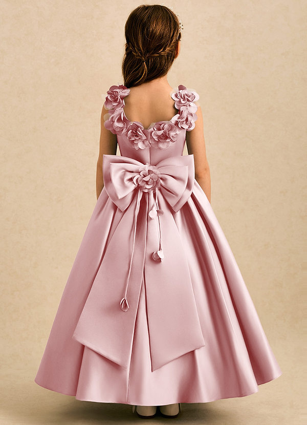 Eden Flower Girl Dresses Powder Pink Ball-Gown Pleated Matte Satin Dress image1