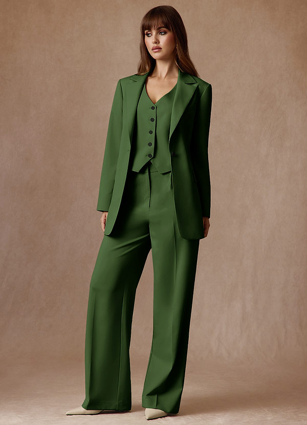 front Rowan Olive Costume 3 pièces performant en tissage raffiné