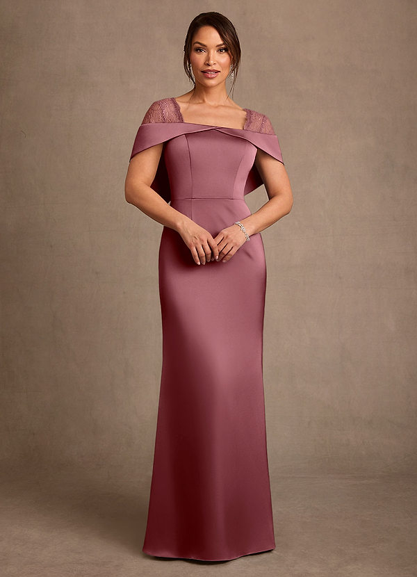 Azazie Henrieta Mother of the Brides Dresses Desert Rose Sheath Lace Stretch Satin Dress image1