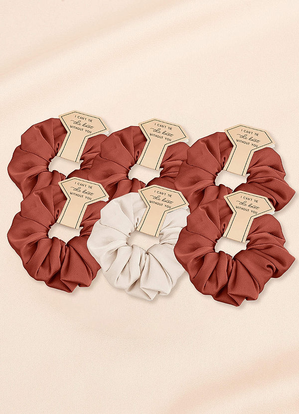 front Matching Color Six-Piece Mixed Color Bridesmaid Stretch Satin Over Size Scrunchie Set