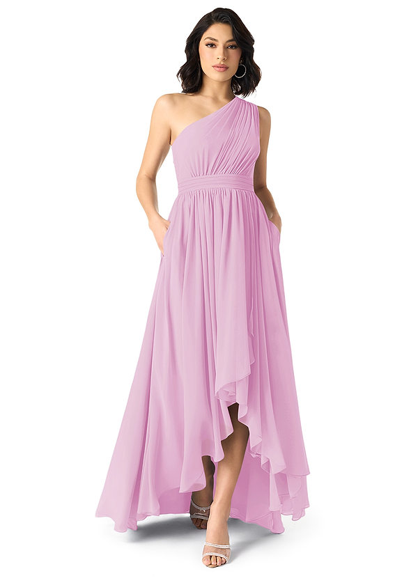 Azazie Mathilda Brautjungfernkleider A-Linie One-Shoulder Chiffon Kleid Bonbonrosa image1