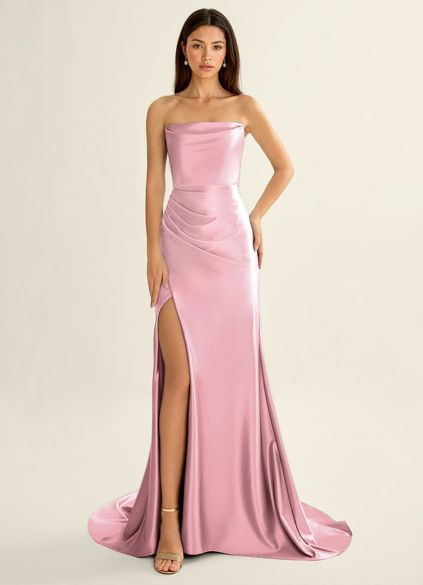 Philomena Roz înroșit Rochie de bal tip sirenă din satin elastic, cu corset image1