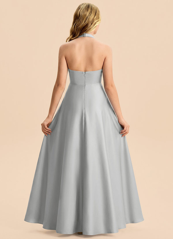 Azazie Kady Junior Silver A-Line Sweetheart Neckline Stretch Satin Dress image1